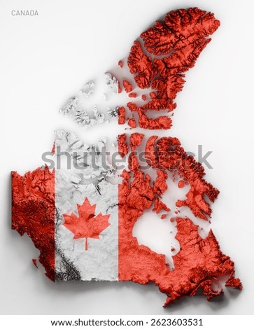 Canada Flag Relief Map isolated on white