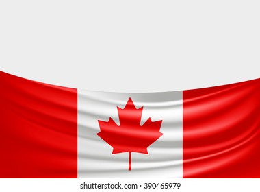 Canada  flag of silk with copyspace for your text or images and white background