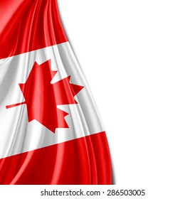 Canada Flag Of Silk And White Background