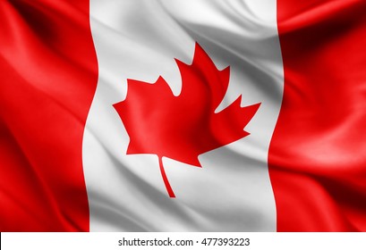 Canada flag of silk-3D illustration 