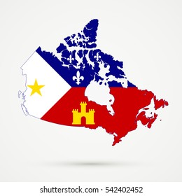 Canada Map In Acadiana Flag Colors.