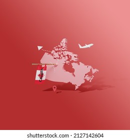 Canada map and flag with Travel flyer template3D rendering concept - Web banner ads - Travel banner template.