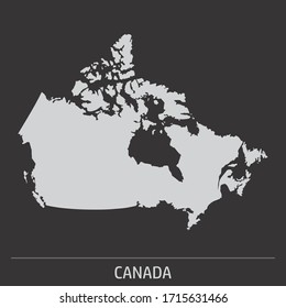 Canada Map Icon Illustration On Gray Background With Label