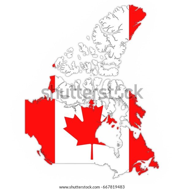 Canada Map Outline Canadian Flag On Stock Illustration 667819483 