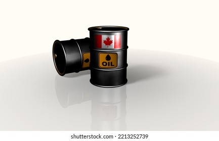 Canada Oil Barrels,
3D Illustration White Background