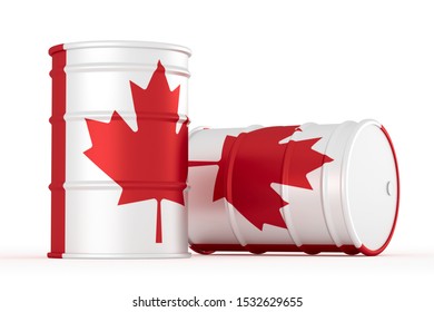 Canada Oil Barrels Isolated On White Background. 3d Render