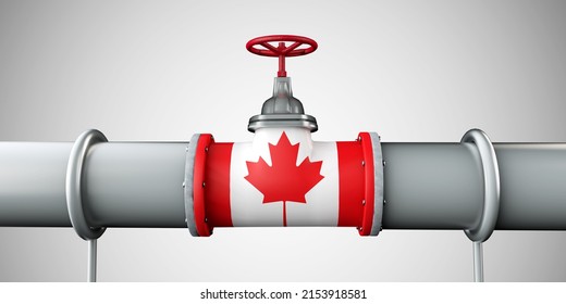 Canada Oil And Gas Fuel Pipeline. Oil Industry Concept. 3D Rendering