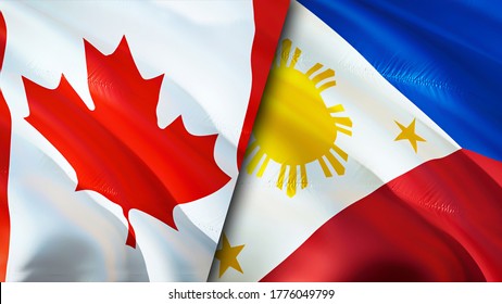 Canada And Philippines Flags. 3D Waving Flag Design. Canada Philippines Flag, Picture, Wallpaper. Canada Vs Philippines Image,3D Rendering. Canada Philippines Relations Alliance And
