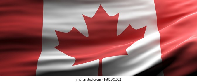 Canada Sign Symbol. Canadian National Flag Waving Texture Background, Banner. 3d Illustration