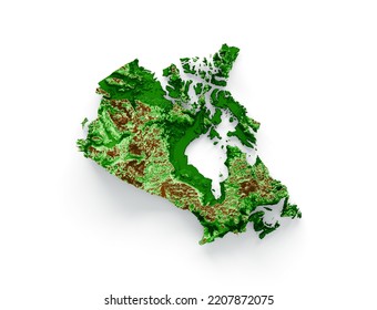 Canada Topographic Map 3d Realistic Map Color 3d Illustration