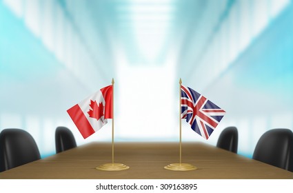 Canada And United Kingdom Relations And Trade Deal Talks 3D Rendering