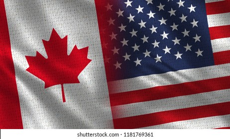 Canada Usa Two Flag Together Fabric Stock Illustration 1181769361 ...