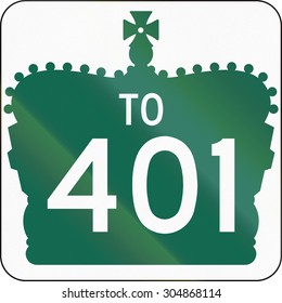 Canadian Direction Highway Shield To Ontario Highway Number 401.