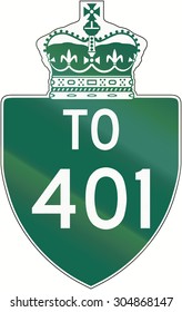 Canadian Direction Highway Shield To Ontario Highway Number 401.