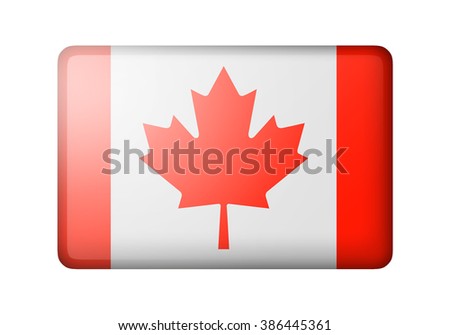The Canadian flag. Rectangular matte icon. Isolated on white background.