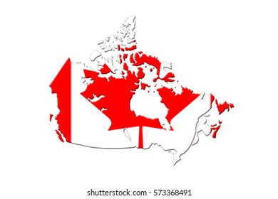 Canadian Map National Flag On On Stock Illustration 573368491 