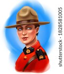 Canadian Police female officer. Digital illustration