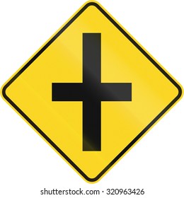 Canadian Road Warning Sign 4way Intersection Stock Illustration ...