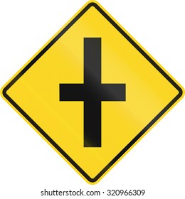 Canadian Road Warning Sign 4way Intersection Stock Illustration ...