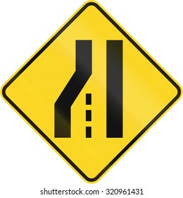 Canadian Road Warning Sign Left Lane Stock Illustration 320961431