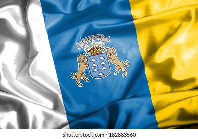 Canary Islands Waving Flag