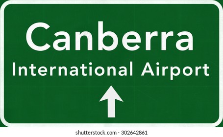 Canberra Australia International Airport Highway Sign 2D Illustration