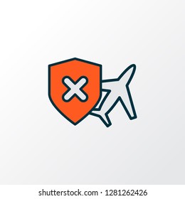 Cancellation Insurance Icon Colored Line Symbol. Premium Quality Isolated No Travel Insurance Element In Trendy Style.