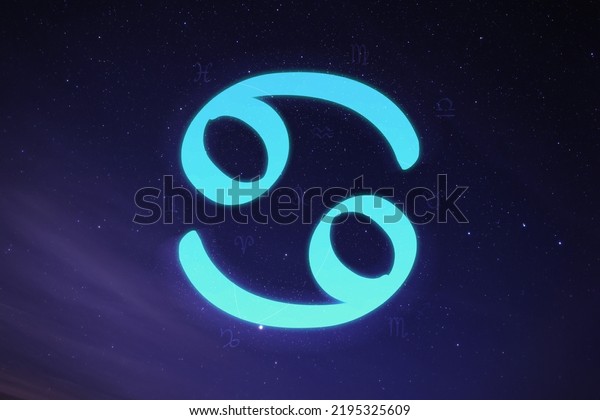 Cancer\
astrological sign in night sky with beautiful\
sky