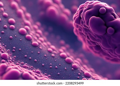 Cancer Cancerous Cell Growth Selective Focus. Immunotherapy, Pathogenic Infection Outbreak And Medical Treatment. Microscopic Carcinogen Spreading. Oncology And Biology Concept