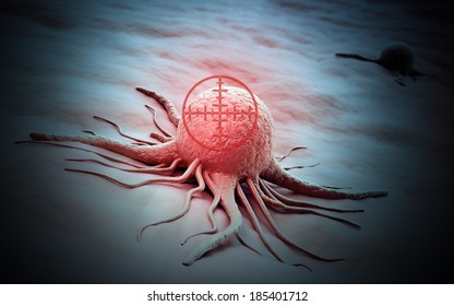 Cancer cell in a crosshair - targeted tumor therapy