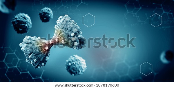 Cancer\
cell in the moment that divides, 3D\
illustration