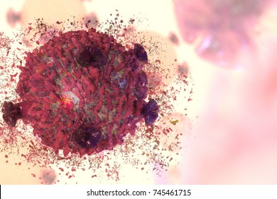 Cancer Cell Self Destructing Cancer Cure Treatment T-cell Lymphocyte Killing Tumors  3D Render 