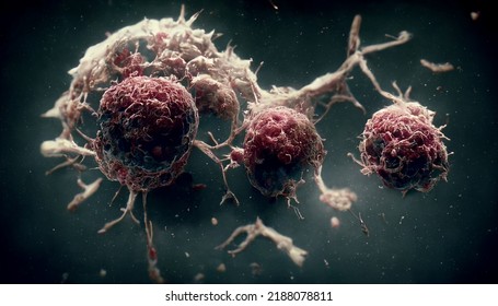 Cancer Cells Destroyed By Oncogenic Virus, Cell Modifying Virus, Biological Therapy Agents 3d Rendering