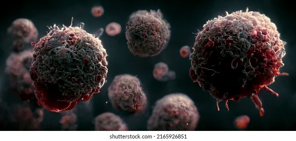 Cancer Cells Dividing, Tumor Growth, T-Cells Immunotherapy,  Oncology Concept, Cancer Treatment, Personalized Therapy  3d Rendering