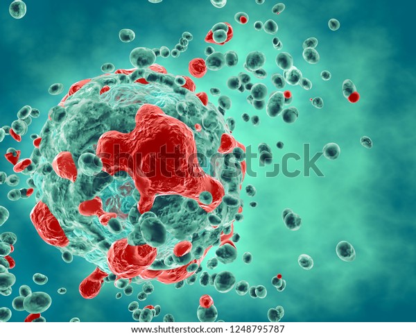 Cancer\
cells, malignant tumor tissues 3d\
rendering.