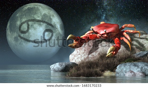 Cancer is the forth sign of the Zodiac.\
People born between June 21st and July 22nd have this astrological\
sign. Its symbol is the crab. 3D\
rendering\
