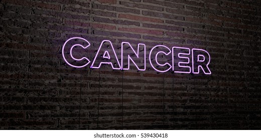 CANCER -Realistic Neon Sign On Brick Wall Background - 3D Rendered Royalty Free Stock Image. Can Be Used For Online Banner Ads And Direct Mailers.
