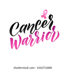 Cancer Warrior. Pink Ribbon Breast Cancer Awareness  Illustration - Powered by Shutterstock