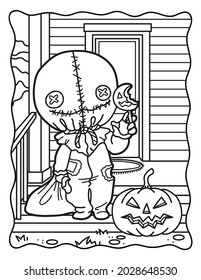 
Candies Or Life. Trick-or-treat. Coloring Book For Children. Coloring Book For Adults. Halloween Coloring Page. Horror. Kawaii. Black And White Illustration.