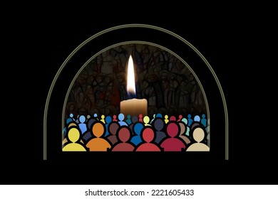 Candle all saints day Christianity isolated over black background illustration. - Powered by Shutterstock