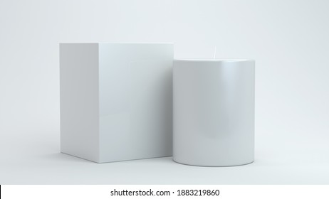 Candle And Box 3d Rendering Mock Up