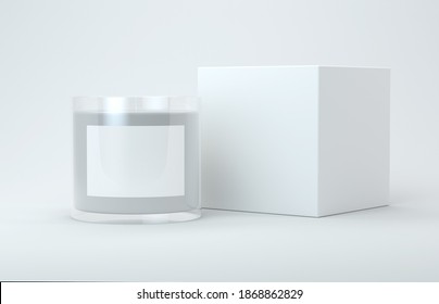 Candle And Box Packaging Mock Up 3d Rendering