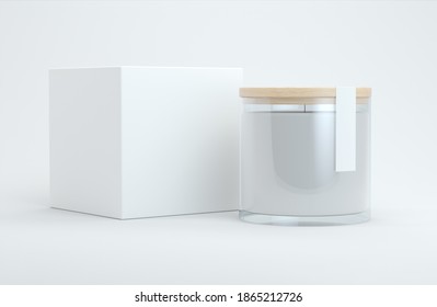 Candle With Label And Packaging Box Mock Up 3d Rendering