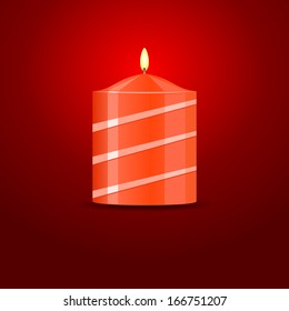 Candle on red background