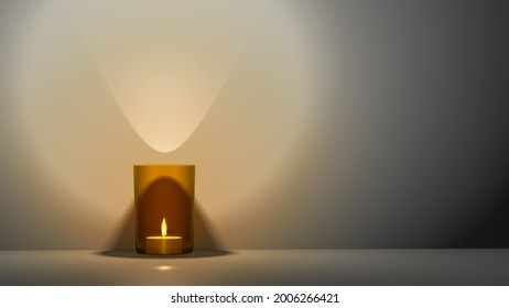 A candle in a orange glass with space for your content. 3d illustration - Powered by Shutterstock