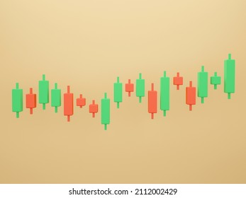 Candle Stick Chart  Isolated On Yellow Background, Financial And Stock Markets, Minimal Concept Trading Crypto Currency, Investment Trading, Exchange, Forex, Financial, Index, Bullish, 3d Rendering 