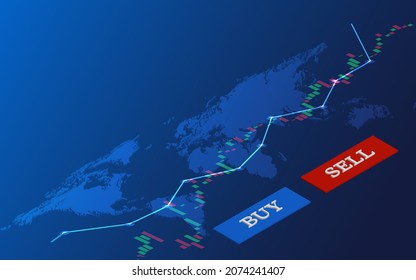 Candle stick graph chart of forex or stock market investment trading, Stock exchange concept design and background. 3D illustration