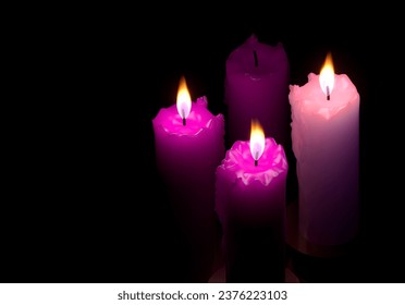 The candles of Advent. Third Sunday of Advent. Preparing for Christmas - 3D Illustration - Powered by Shutterstock