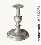 Candlestick (c. 1939) by Fritz Boehmer. Metal candle holder sketch. Vintage candlestick home decor art drawing illustration, old painting art print of vintage home decoration. 