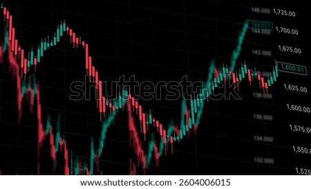 Candlestick Chart on Black Background Showing Market Trends and Price Movement